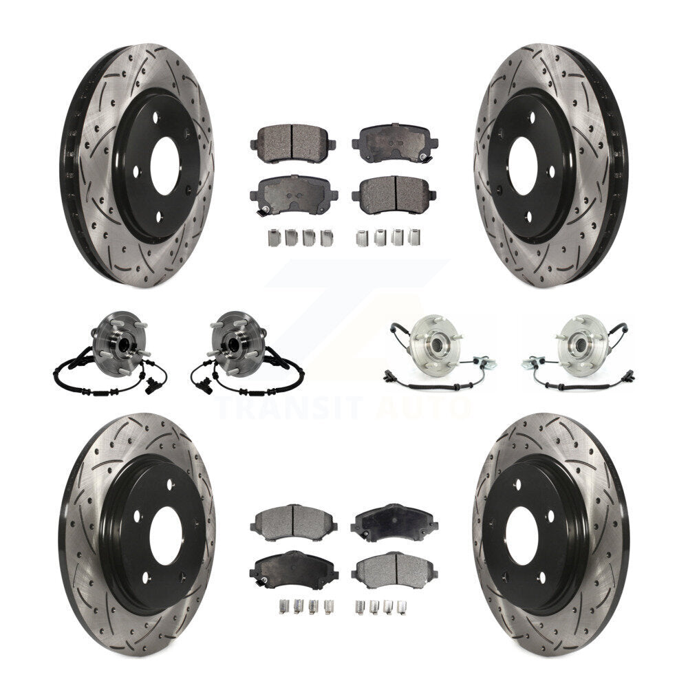 Hub Bearing Coated Brake Rotor & Pad Front Rear Kit (10Pc) For Volkswagen Routan