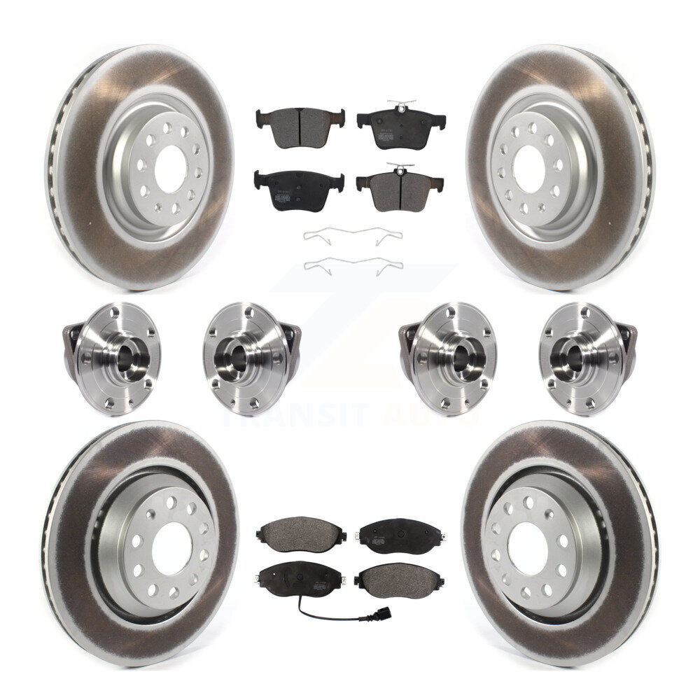 Hub Bearing Coated Brake Rotor Pads Front Rear Kit (10Pc) For Audi Q3 Volkswagen