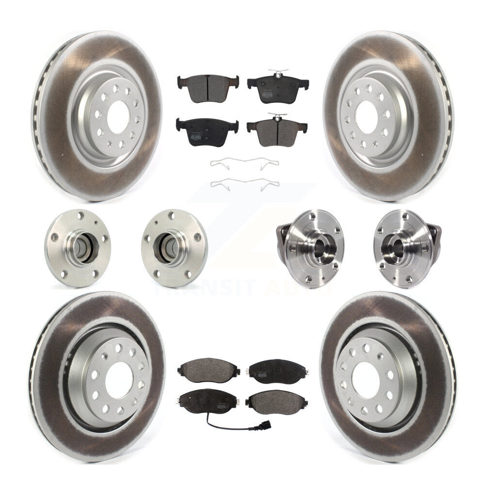 Hub Bearing Coat Brake Rotor Pad Front Rear Kit (10Pc) For Volkswagen Arteon FWD