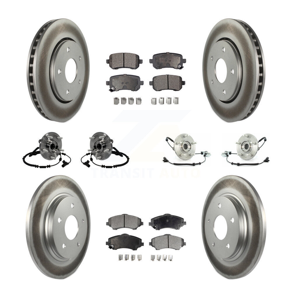 Hub Bearing Coated Brake Rotor & Pad Front Rear Kit (10Pc) For Volkswagen Routan