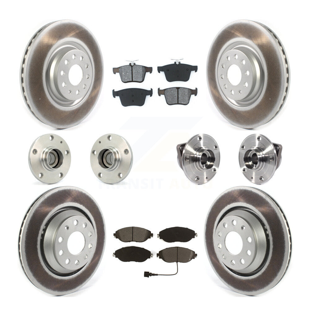 Hub Bearing Coat Brake Rotor Pad Front Rear Kit (10Pc) For Volkswagen Arteon FWD