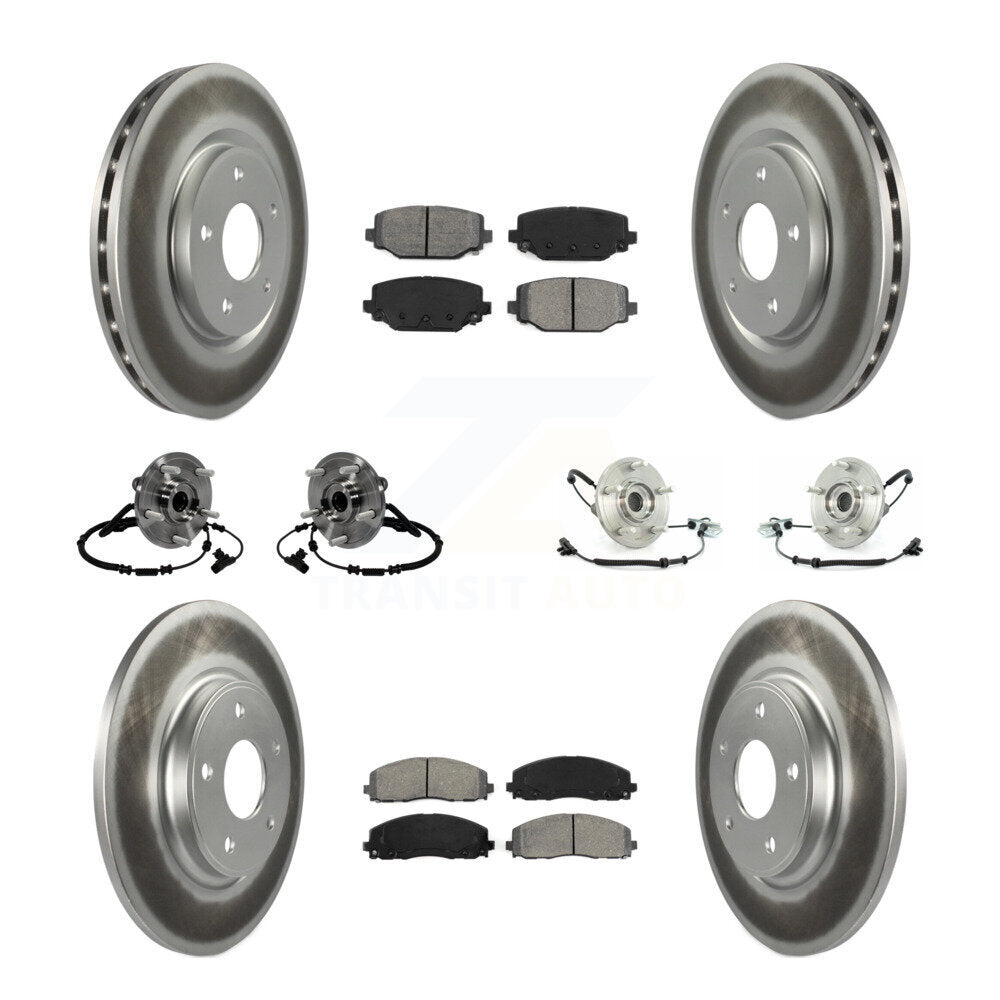 Hub Bearing Coated Brake Rotor & Pad Front Rear Kit (10Pc) For Volkswagen Routan