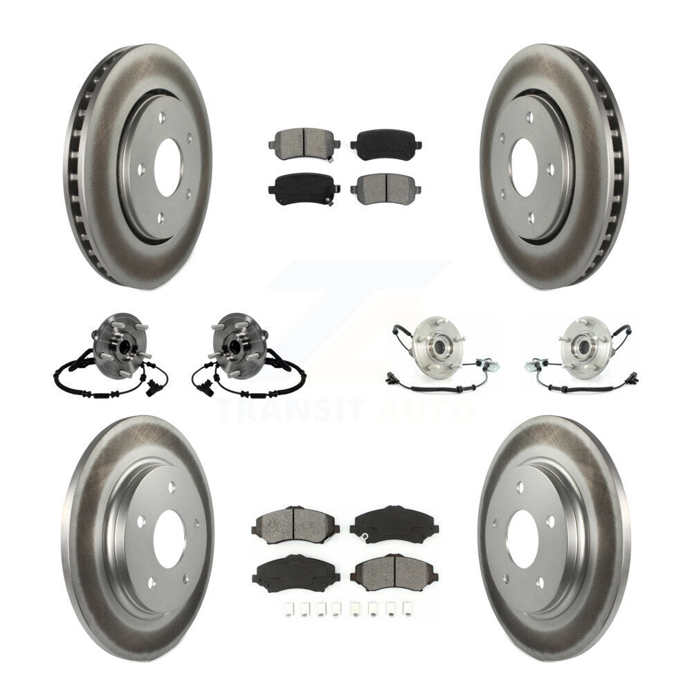 Hub Bearing Coated Brake Rotor & Pad Front Rear Kit (10Pc) For Volkswagen Routan