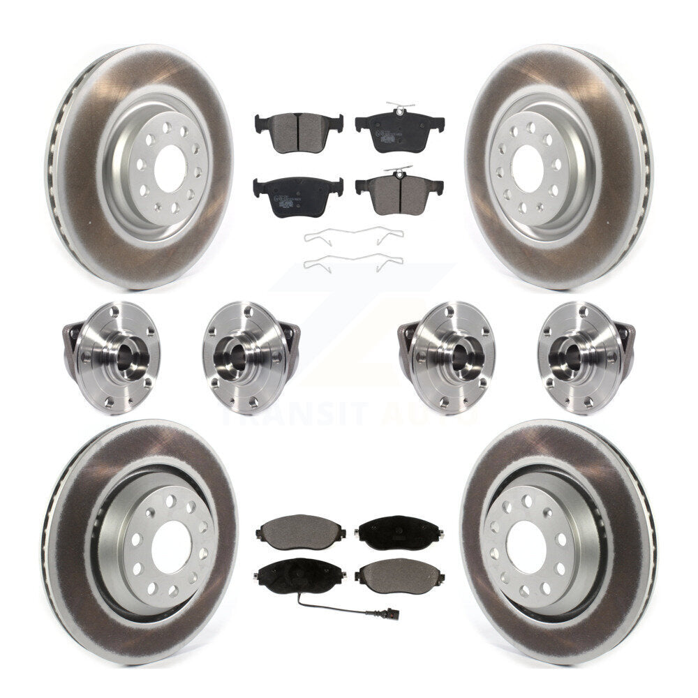 Hub Bearing Coated Brake Rotor Pads Front Rear Kit (10Pc) For Audi Q3 Volkswagen