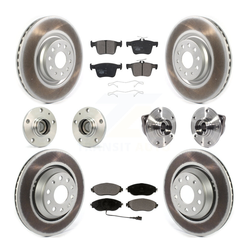 Hub Bearing Coat Brake Rotor Pad Front Rear Kit (10Pc) For Volkswagen Arteon FWD