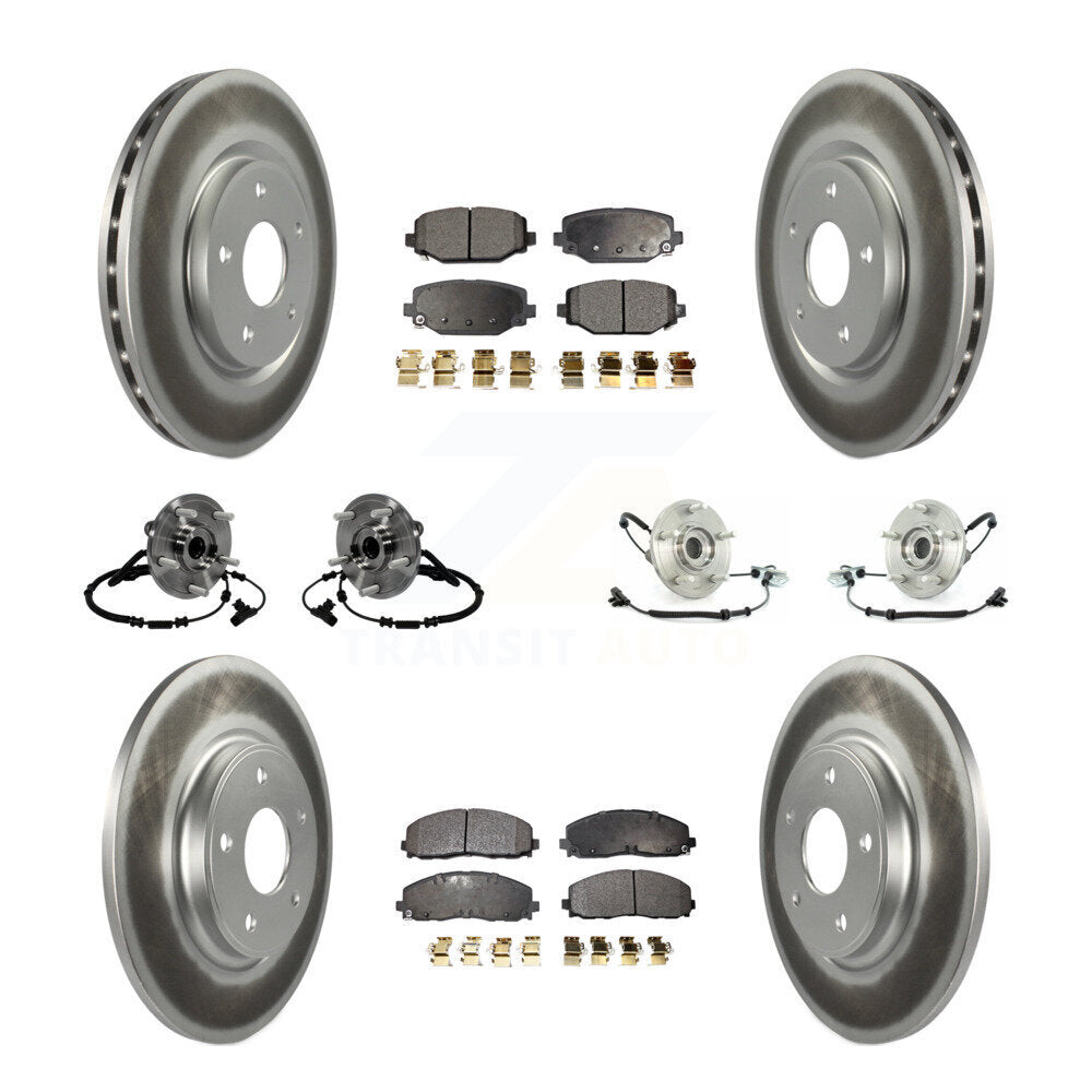 Hub Bearing Coated Brake Rotor & Pad Front Rear Kit (10Pc) For Volkswagen Routan