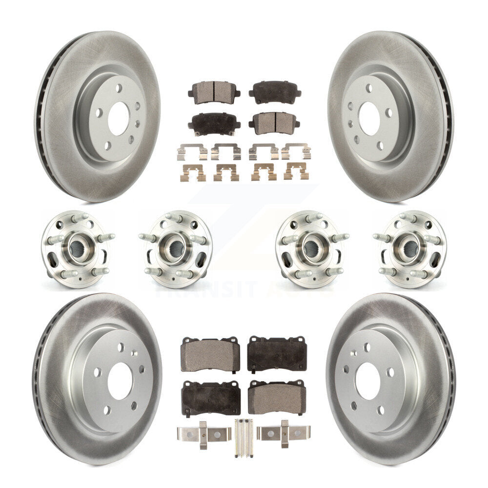 Hub Bearing Coated Disc Brake Rotor & Pad Front Rear Kit (10Pc) For Cadillac XTS