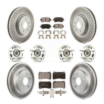 Hub Bearing Coated Disc Brake Rotor & Pad Front Rear Kit (10Pc) For Cadillac XTS