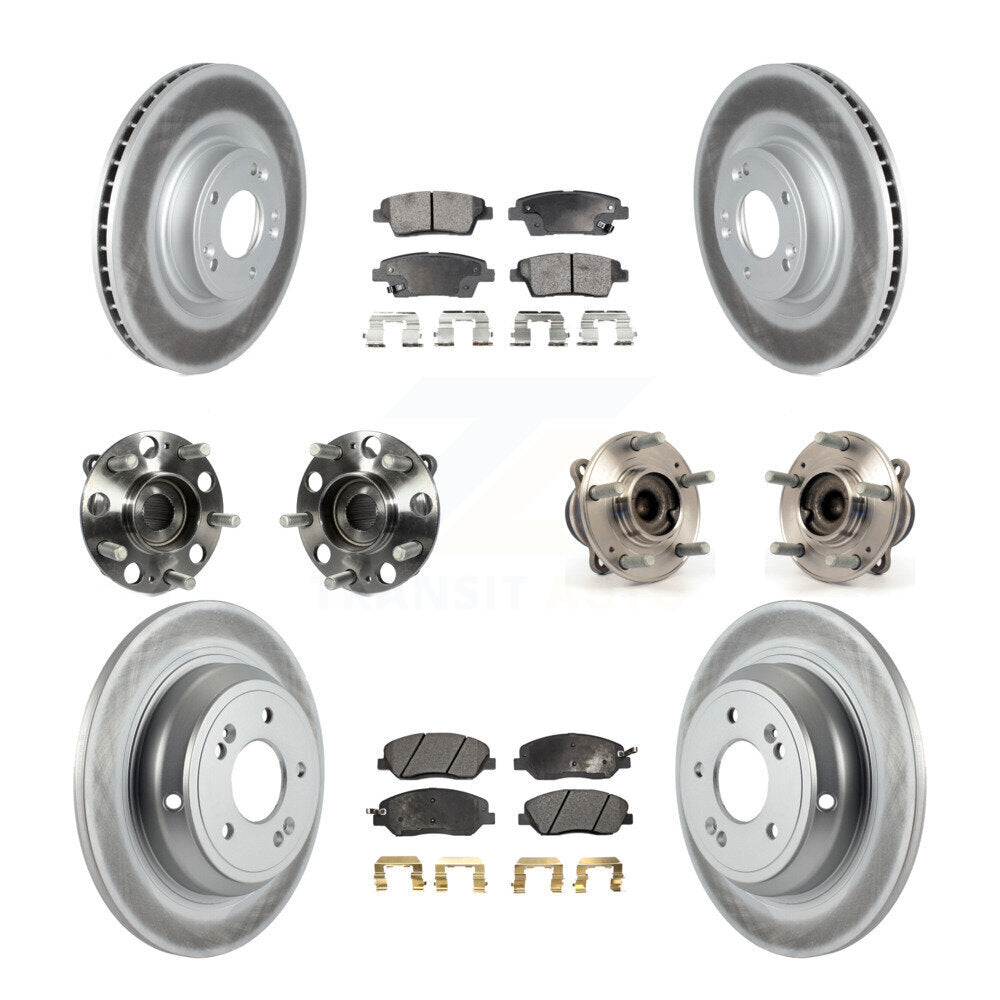 Hub Bearing Coat Brake Rotor Pads Front Rear Kit (10Pc) For Hyundai Genesis 3.8L