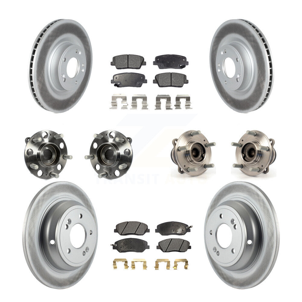 Hub Bearing Coat Brake Rotor Pads Front Rear Kit (10Pc) For Hyundai Genesis 3.8L