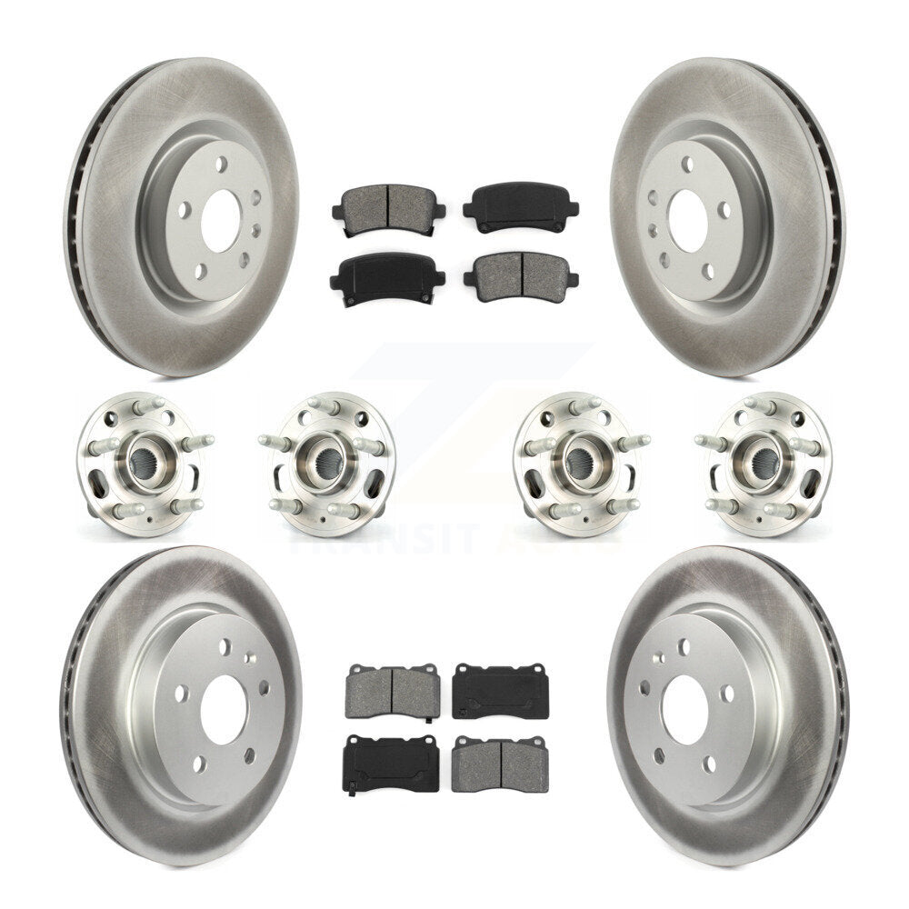 Hub Bearing Coated Disc Brake Rotor & Pad Front Rear Kit (10Pc) For Cadillac XTS