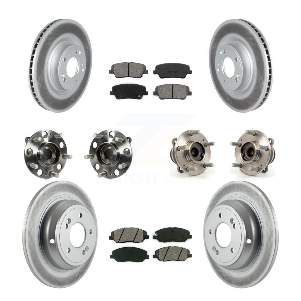 Hub Bearing Coat Brake Rotor Pads Front Rear Kit (10Pc) For Hyundai Genesis 3.8L