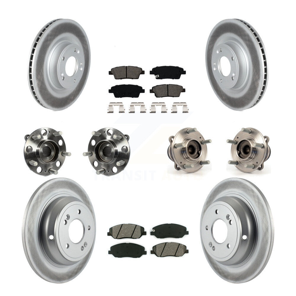 Hub Bearing Coat Brake Rotor Pads Front Rear Kit (10Pc) For Hyundai Genesis 3.8L