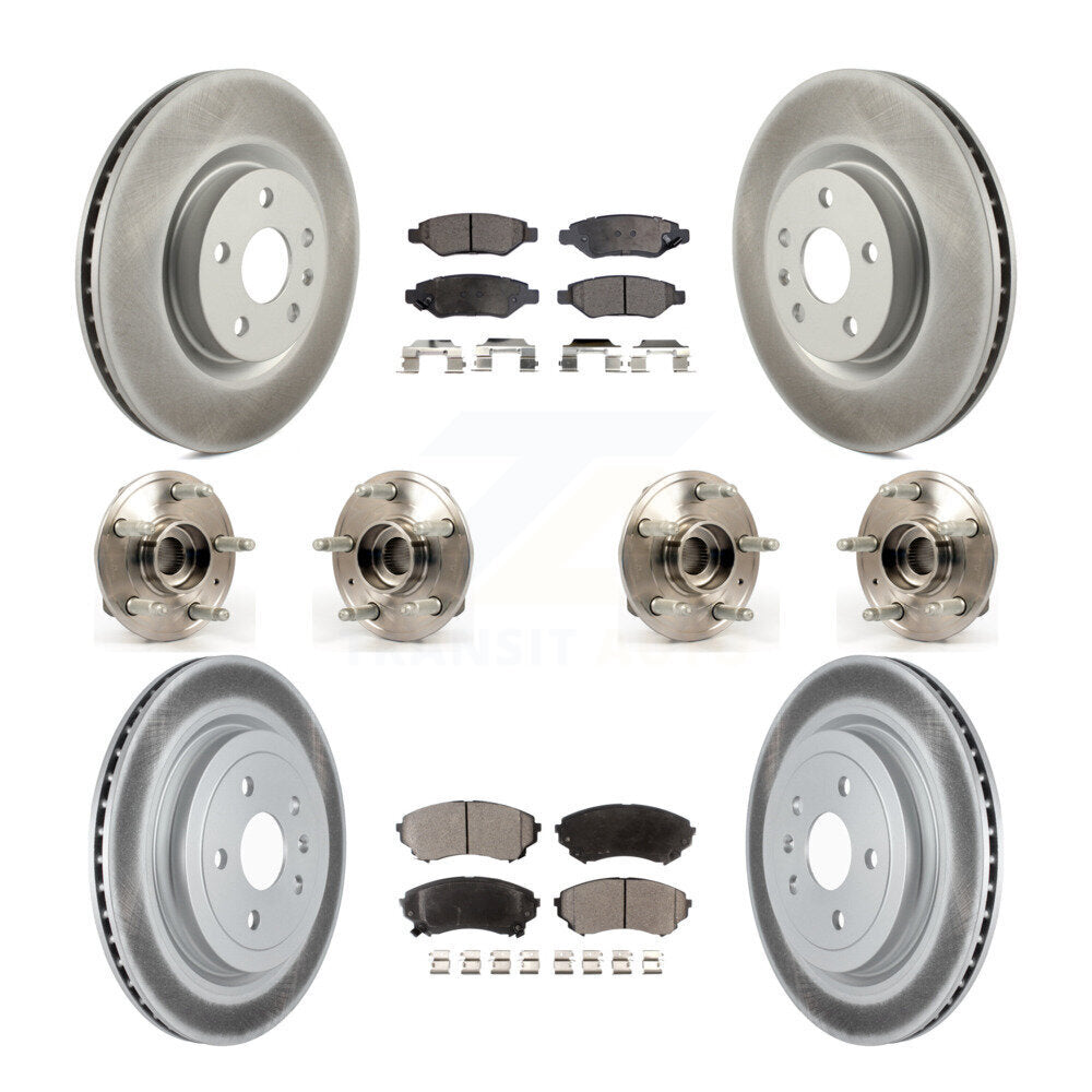 Hub Bearing Coated Disc Brake Rotor & Pad Front Rear Kit (10Pc) For Cadillac CTS