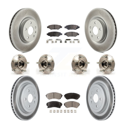 Hub Bearing Coated Disc Brake Rotor & Pad Front Rear Kit (10Pc) For Cadillac CTS