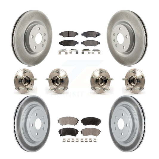 Hub Bearing Coated Disc Brake Rotor & Pad Front Rear Kit (10Pc) For Cadillac CTS