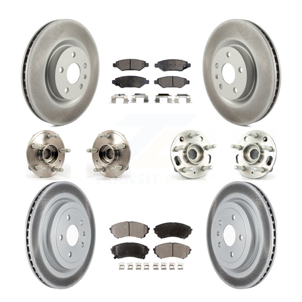 Hub Bearing Coated Disc Brake Rotor & Pad Front Rear Kit (10Pc) For Cadillac CTS