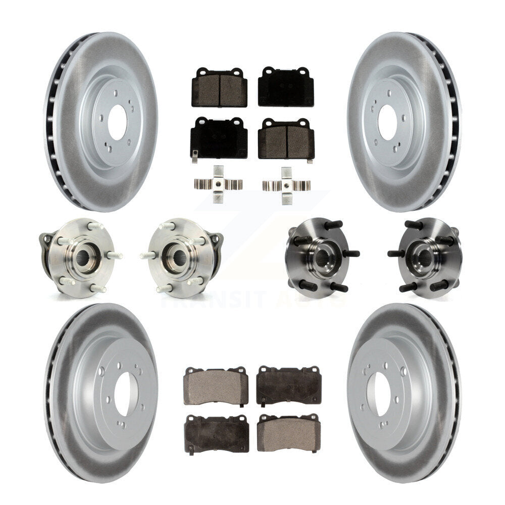 Hub Bearing Coated Brake Rotor & Pad Front Rear Kit (10Pc) For Mitsubishi Lancer