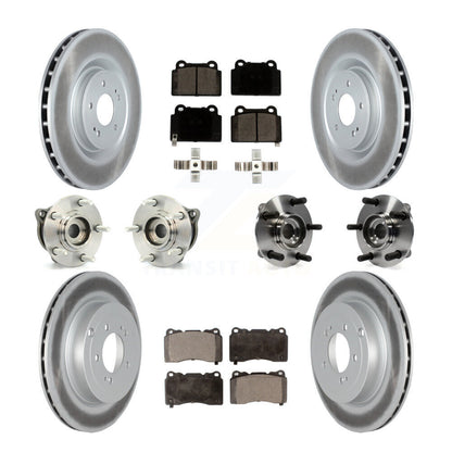 Hub Bearing Coated Brake Rotor & Pad Front Rear Kit (10Pc) For Mitsubishi Lancer