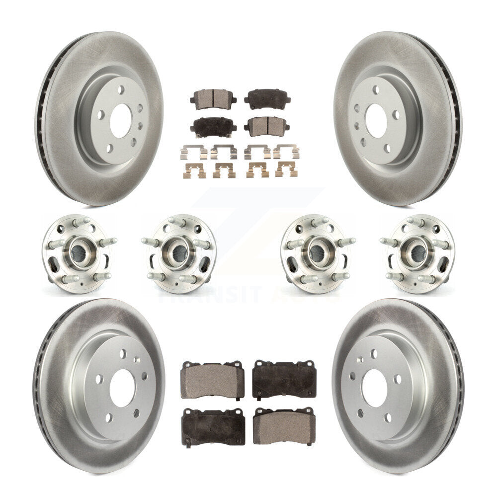Hub Bearing Coated Disc Brake Rotor & Pad Front Rear Kit (10Pc) For Cadillac XTS