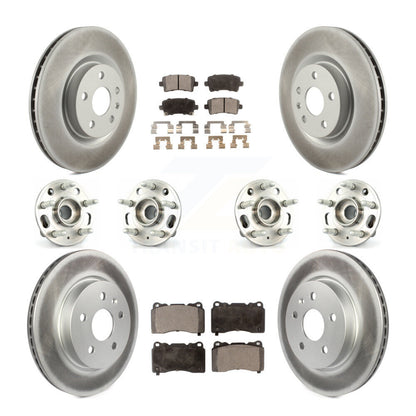 Hub Bearing Coated Disc Brake Rotor & Pad Front Rear Kit (10Pc) For Cadillac XTS