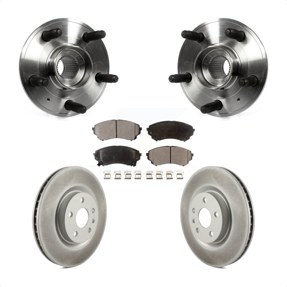 Hub Bearing Coated Brake Rotor And Pad Front Kit For 2012-2013 Cadillac CTS 6.2L
