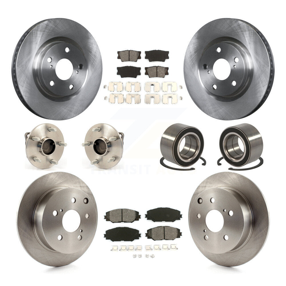 Hub Bearings Disc Brake Rotors And Pads Front Rear Kit (10Pc) For Pontiac Vibe