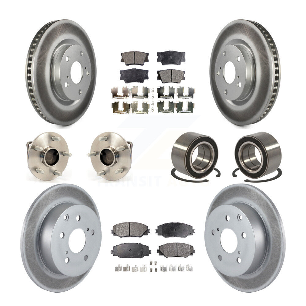 Hub Bearing Coated Disc Brake Rotor & Pad Front Rear Kit (10Pc) For Pontiac Vibe