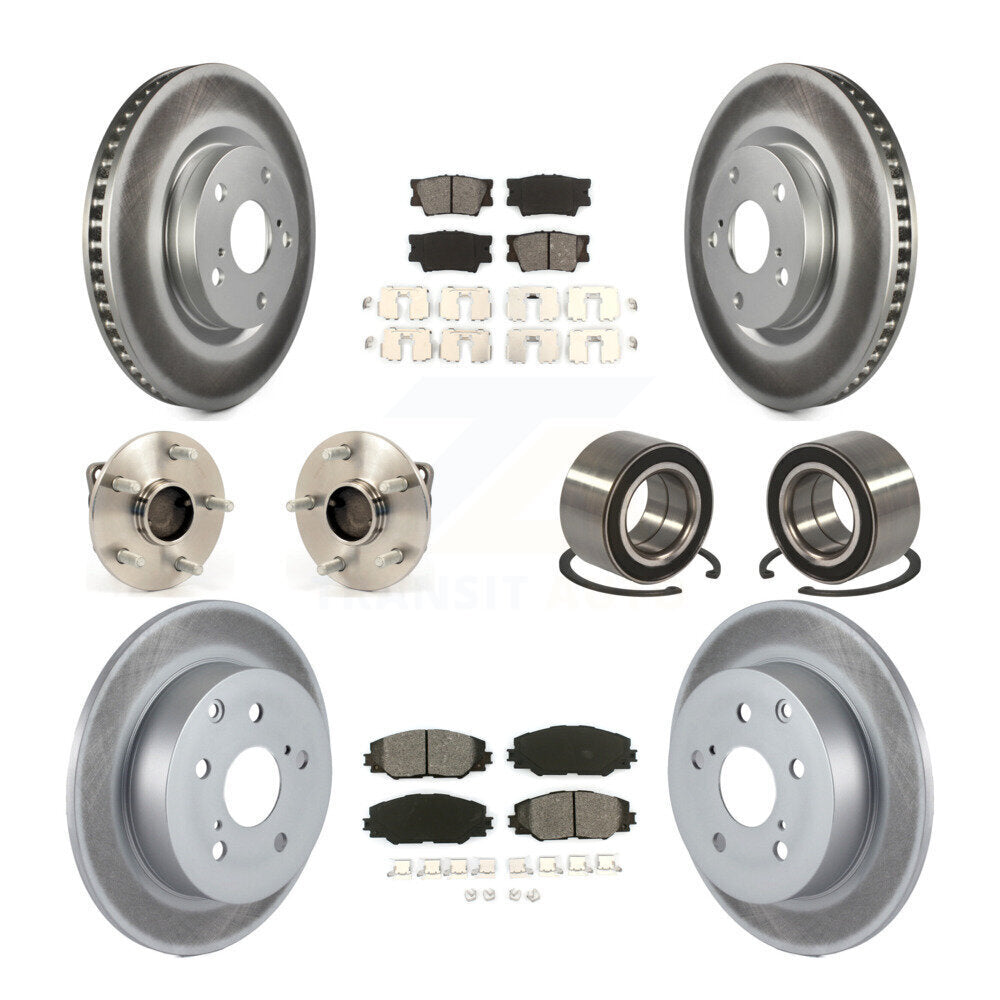 Hub Bearing Coated Disc Brake Rotor & Pad Front Rear Kit (10Pc) For Pontiac Vibe