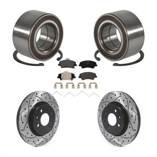 Wheel Bearing Drilled Slot Brake Rotor Pads Front Kit For Kia Rio Hyundai Accent