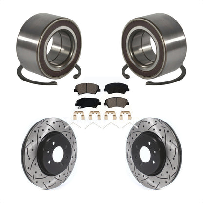 Wheel Bearing Drilled Slot Brake Rotor Pads Front Kit For Kia Rio Hyundai Accent