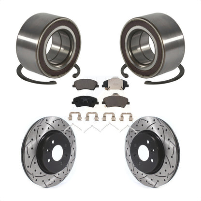 Wheel Bearing Drilled Slot Brake Rotor Pads Front Kit For Kia Rio Hyundai Accent