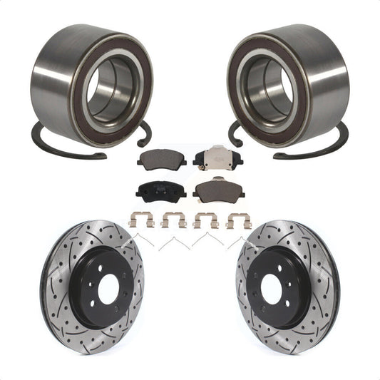 Wheel Bearing Drilled Slot Brake Rotor Pads Front Kit For Kia Rio Hyundai Accent