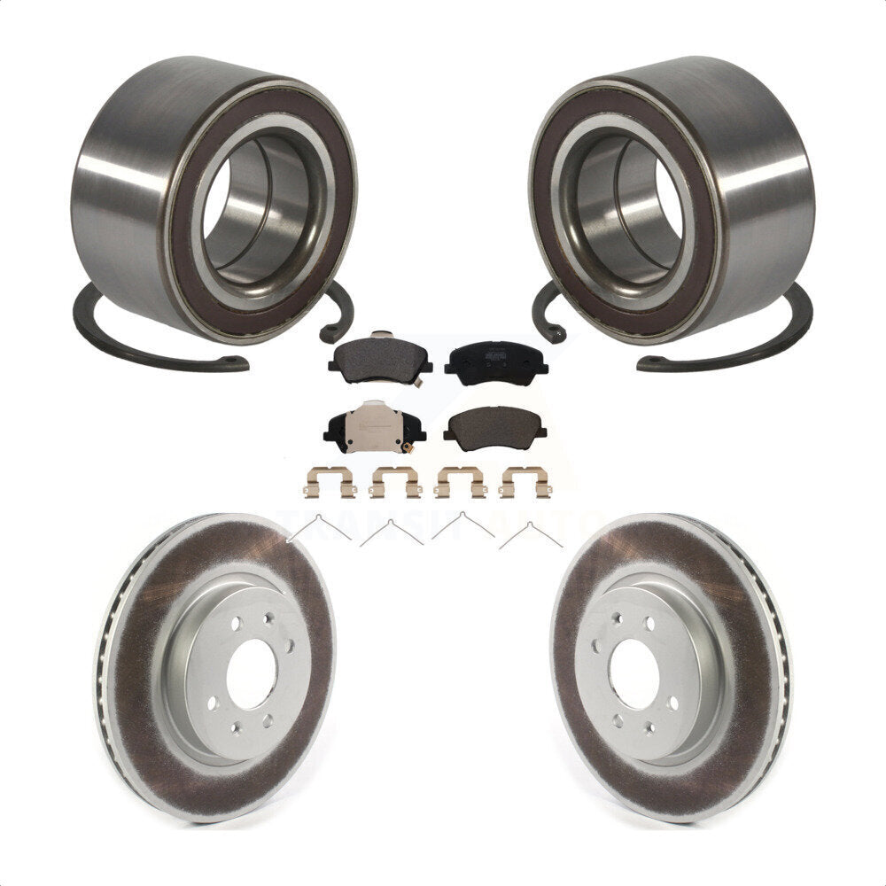 Wheel Bearing Coated Disc Brake Rotor & Pad Front Kit For Kia Rio Hyundai Accent