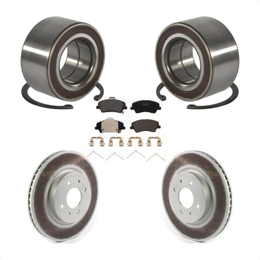 Wheel Bearing Coated Disc Brake Rotor & Pad Front Kit For Kia Rio Hyundai Accent