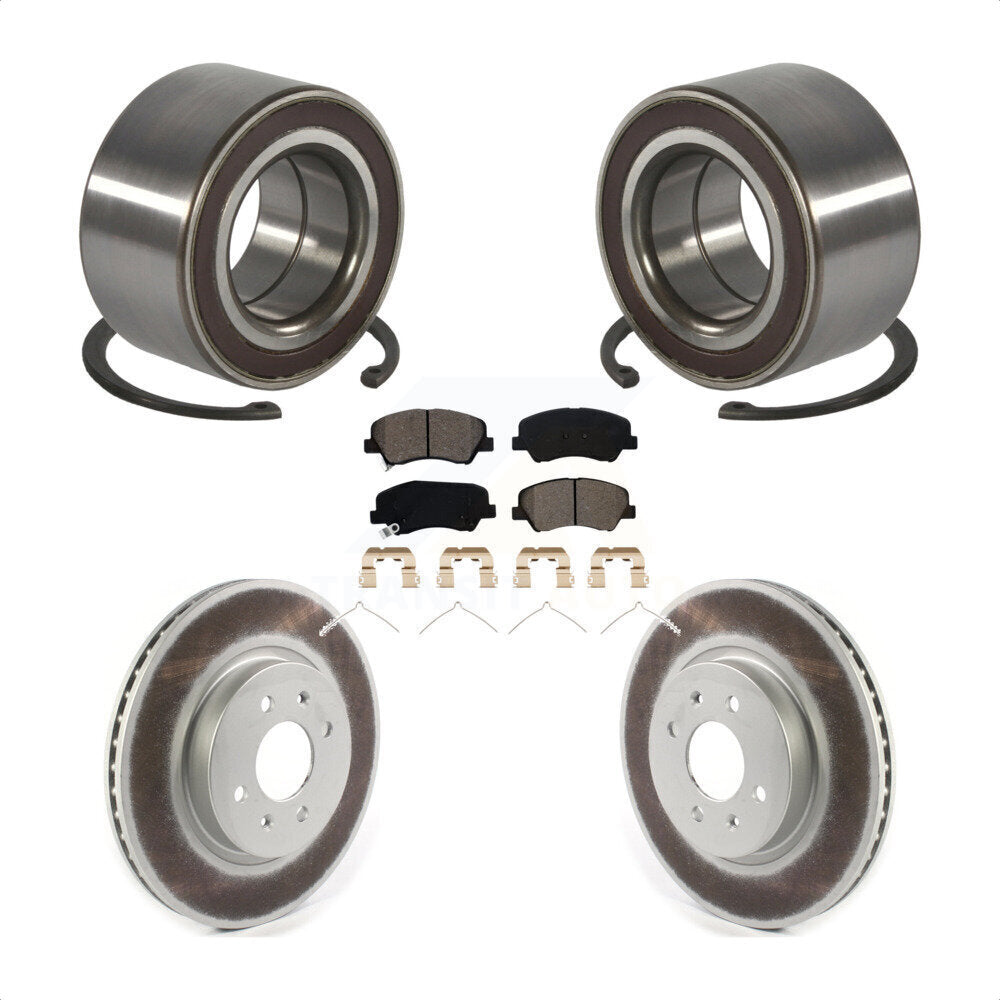 Wheel Bearing Coated Disc Brake Rotor & Pad Front Kit For Kia Rio Hyundai Accent