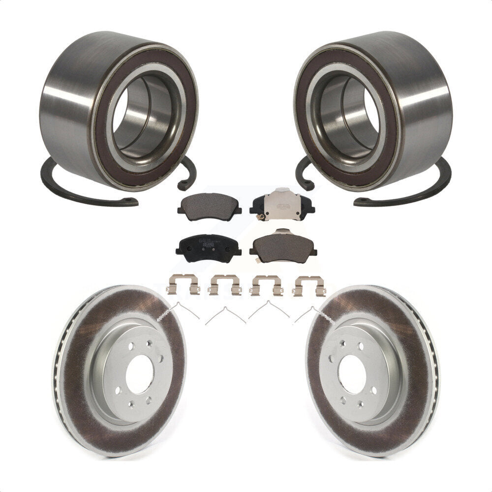 Wheel Bearing Coated Disc Brake Rotor & Pad Front Kit For Kia Rio Hyundai Accent