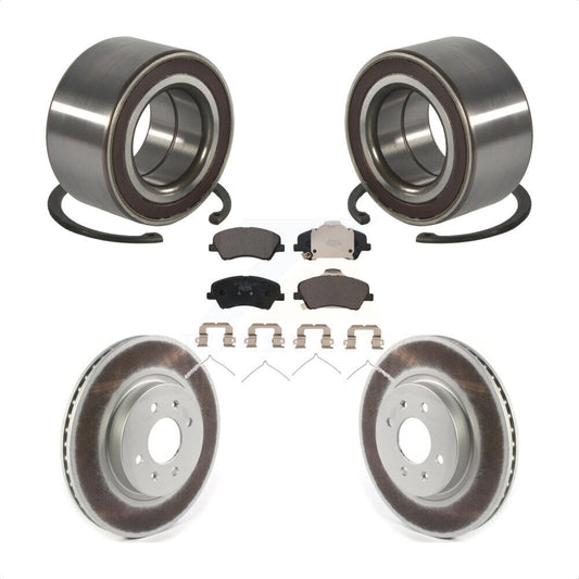 Wheel Bearing Coated Disc Brake Rotor & Pad Front Kit For Kia Rio Hyundai Accent