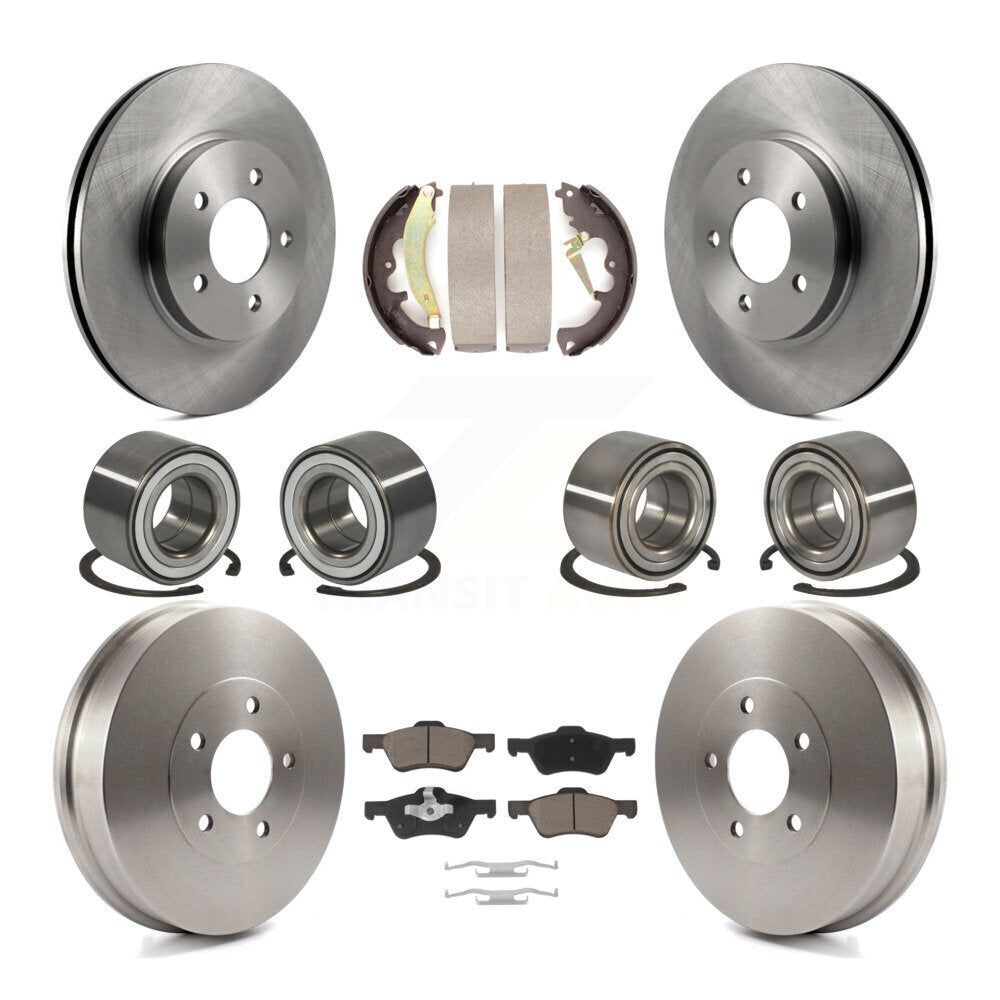 Bearing Brake Rotor Pad Shoe Front Rear Kit (10Pc) For Ford Escape Mazda Tribute