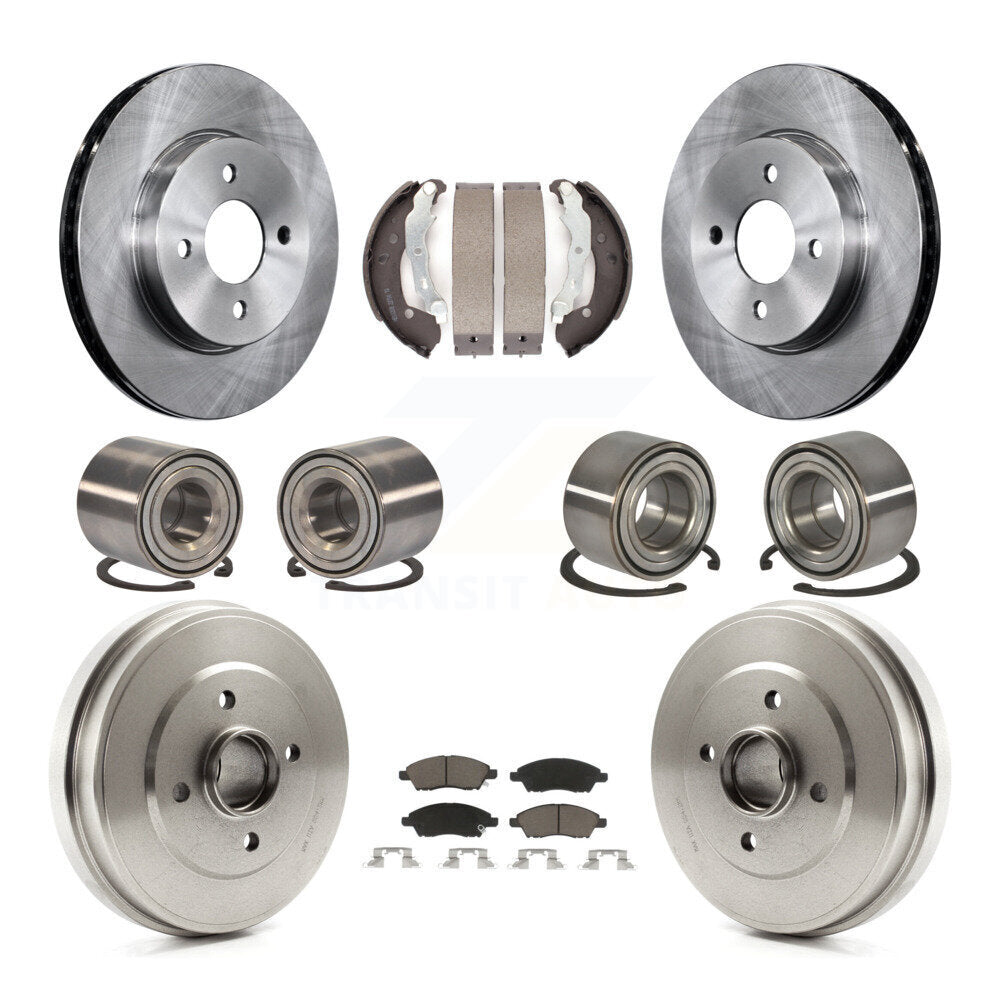 Bearing Brake Rotor & Pad Shoe Front Rear Kit (10Pc) For Nissan Micra Versa Note