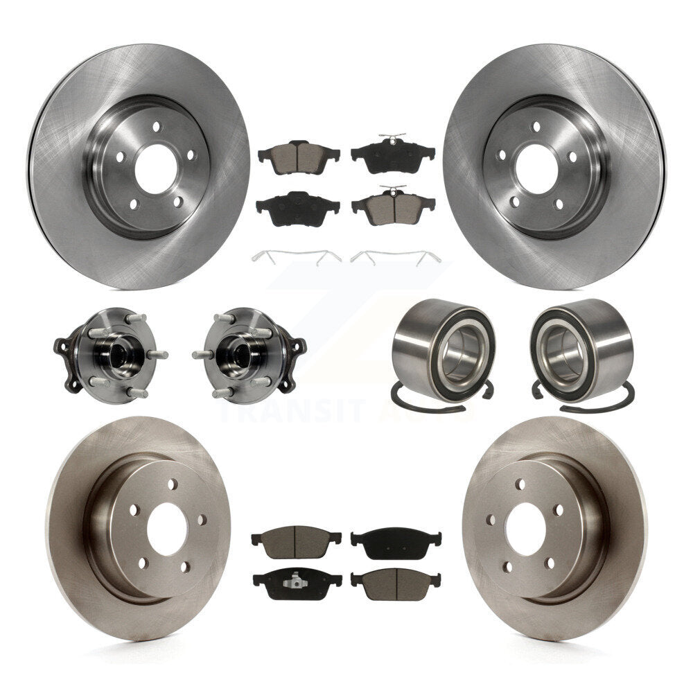 Wheel Hub Bearing Disc Brake Rotor And Pad Front Rear Kit (10Pc) For Ford Escape