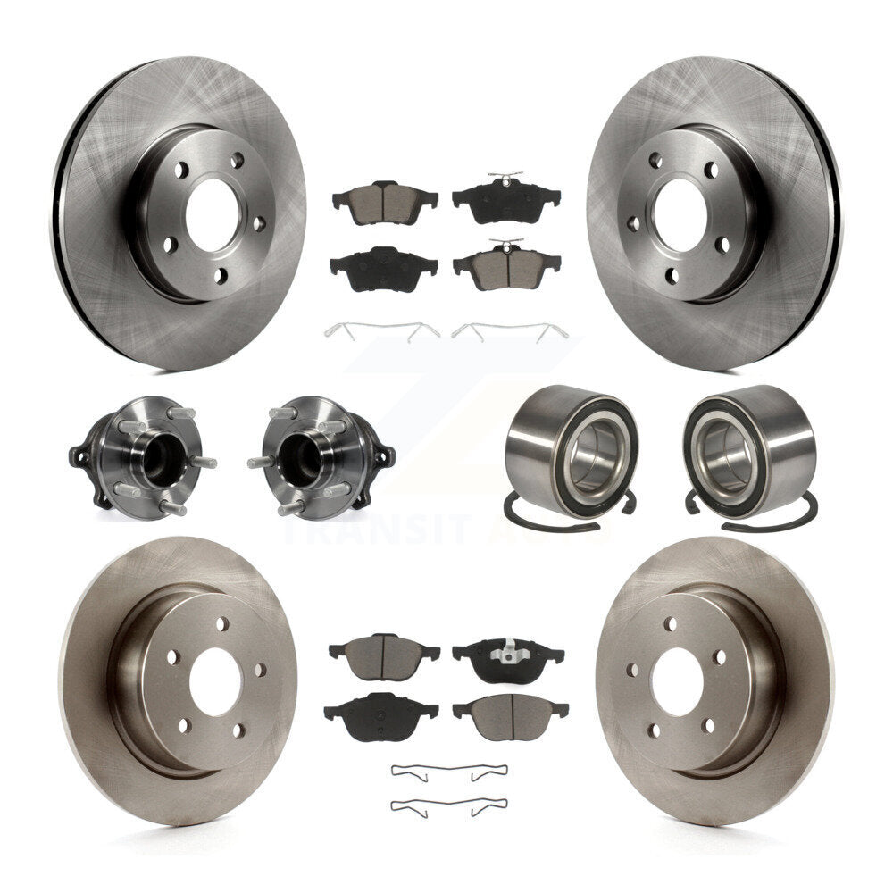 Wheel Hub Bearing Disc Brake Rotor And Pads Front Rear Kit (10Pc) For Ford C-Max