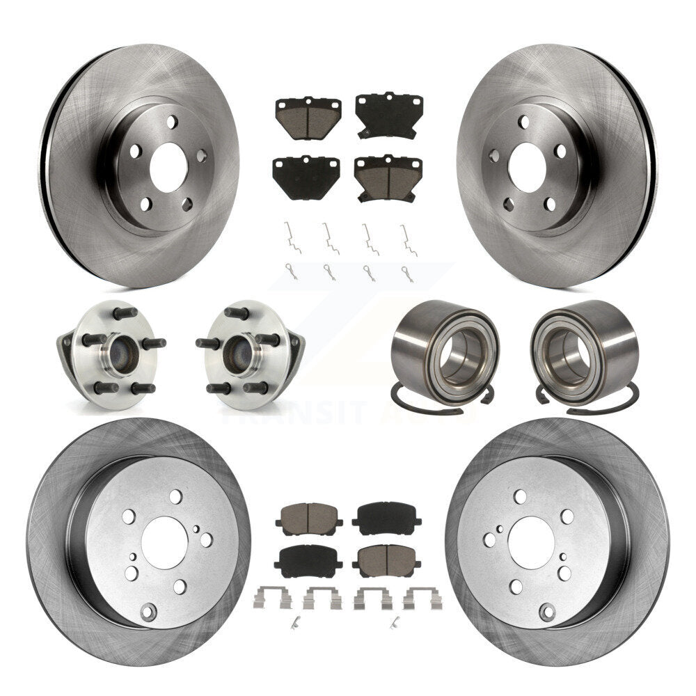 Hub Bearing Brake Rotor Pad Front Rear Kit (10Pc) For Toyota Matrix Pontiac Vibe