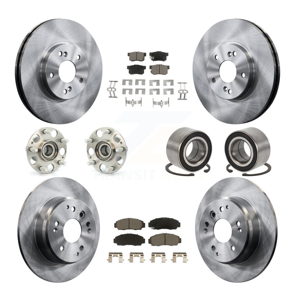 Hub Bearing Disc Brake Rotor And Ceramic Pads Front Rear Kit (10Pc) For Acura TL