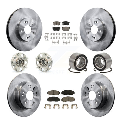 Hub Bearing Disc Brake Rotor And Ceramic Pads Front Rear Kit (10Pc) For Acura TL