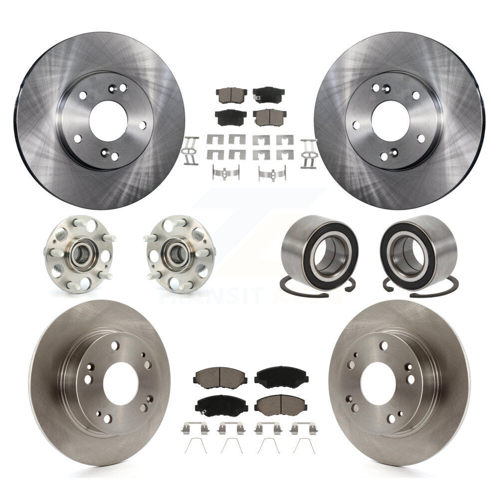 Hub Bearings Disc Brake Rotors And Pads Front Rear Kit (10Pc) For Honda Accord