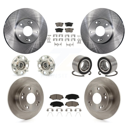 Hub Bearings Disc Brake Rotors And Pads Front Rear Kit (10Pc) For Honda Accord