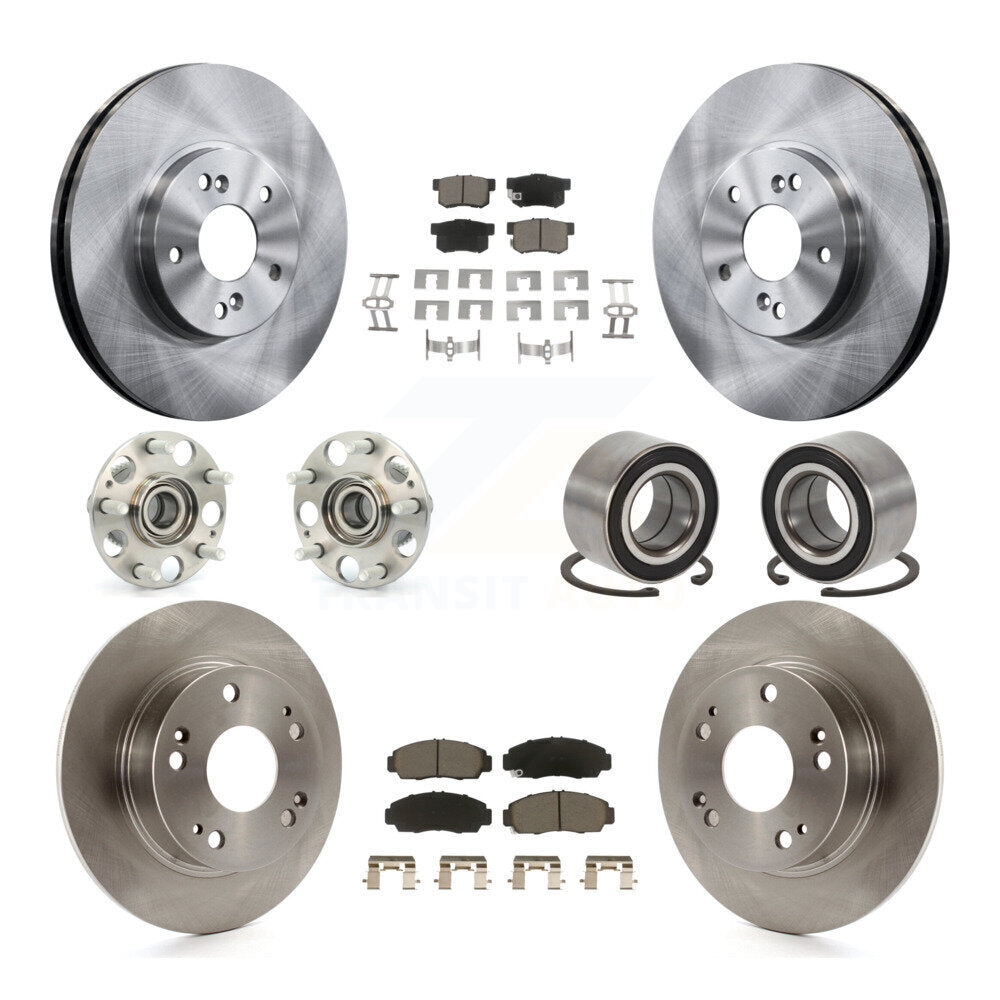 Hub Bearings Disc Brake Rotors And Pads Front Rear Kit (10Pc) For Honda Accord