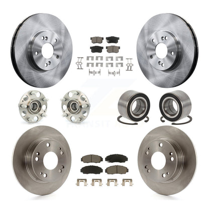 Hub Bearings Disc Brake Rotors And Pads Front Rear Kit (10Pc) For Honda Accord