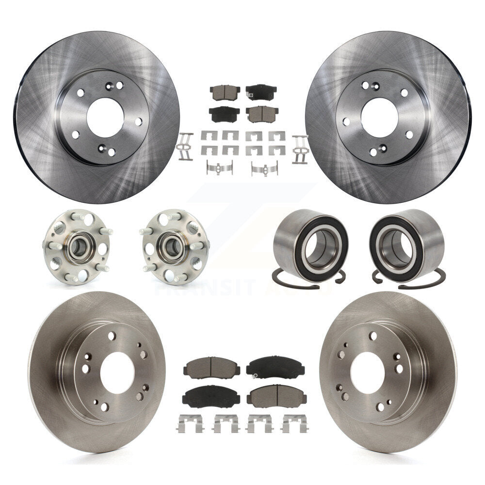 Hub Bearings Disc Brake Rotors And Pads Front Rear Kit (10Pc) For Honda Accord